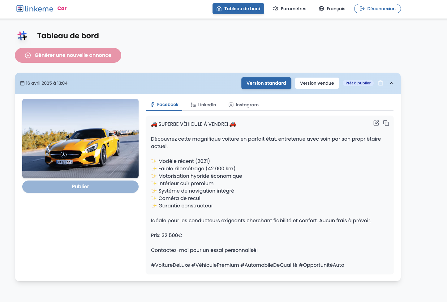 Linkeme automotive dashboard